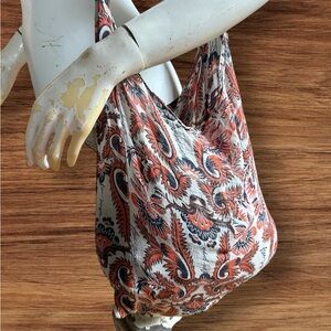 🤑 10/$100 Free People Paisley Patterned Blue Orange Shoulder Hobo Slouch Bag